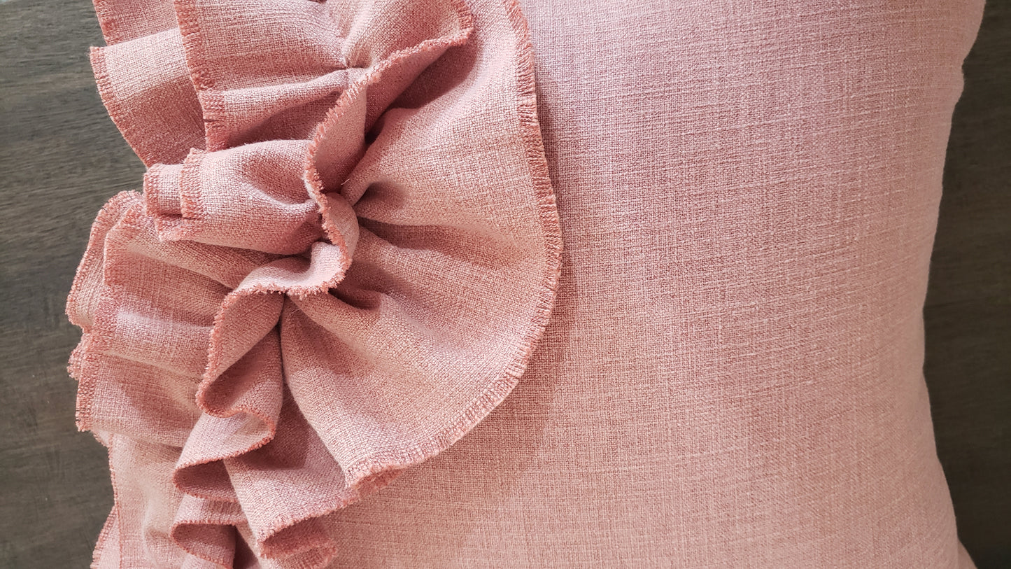 Ruffled Pink Blush Decorative Throw Pillow. Pink cushion Covers.