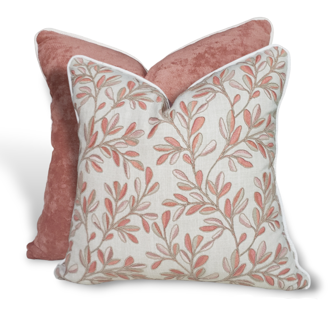 Relax and indulge in the luxurious style of this exquisite P Kaufmann throw pillow. Crafted with the elegant Leafage fabric in a coral and pink color palette, the intricate embroidery pattern is accented by the crisp white piping, creating a stunning accent piece for any space.
Highlights
20x20 in
Pillow Cover and Free insert Included . Free local and international shipping