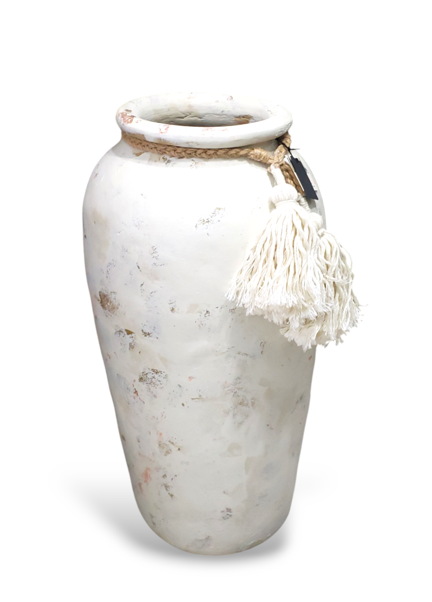 Modern Farmhouse Luxury Handpainted XL Floor Vase