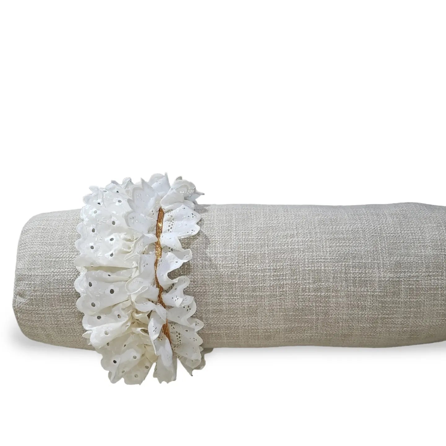 Luxury Textured Biege and Copper Bolster Pillow
