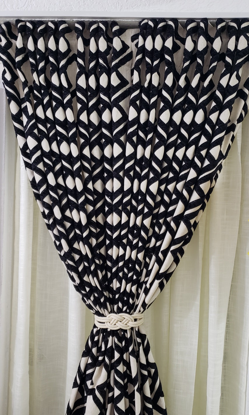 Luxury Designer PKaufman Accolade Onyx Fabric Drapes