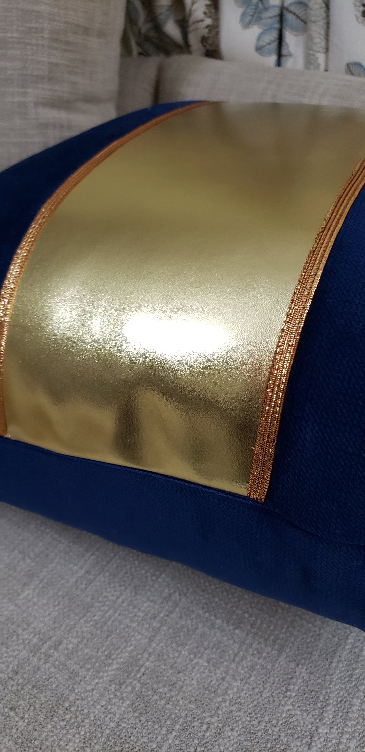 Royal Deluxe Luxury Blue Lumbar Designer Decorative Pillow.
