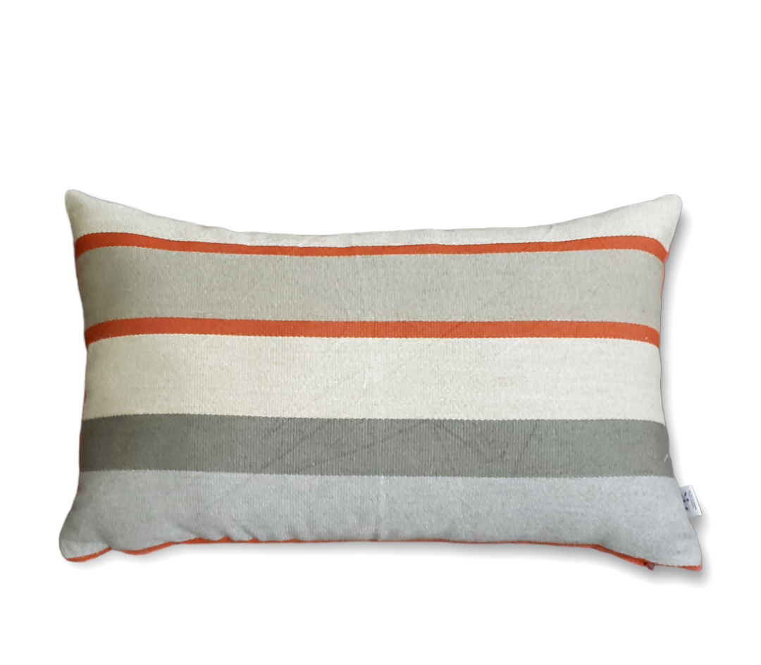 Reversible Luxury Orange Stripe Lumbar Pillow. Cushion Covers