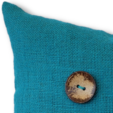 Coastal Teal Burlap Lumbar Decorative Pillow Cover.
