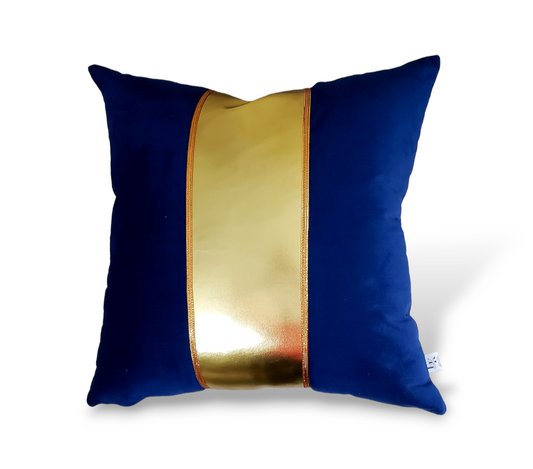 Royal Deluxe Decorative Throw Pillow Cover.  Blue and gold Cushion Cover.