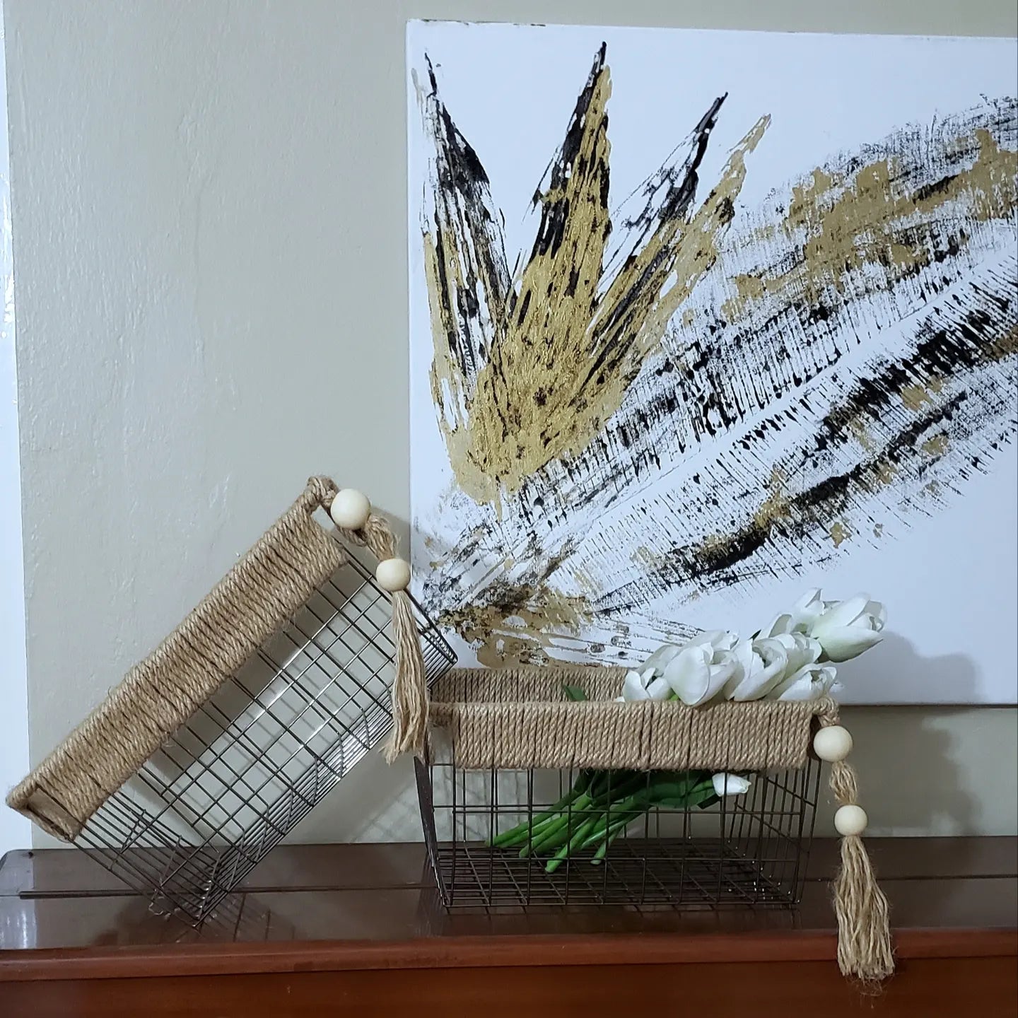 Luxury Modern Rustic Wire Storage Basket.