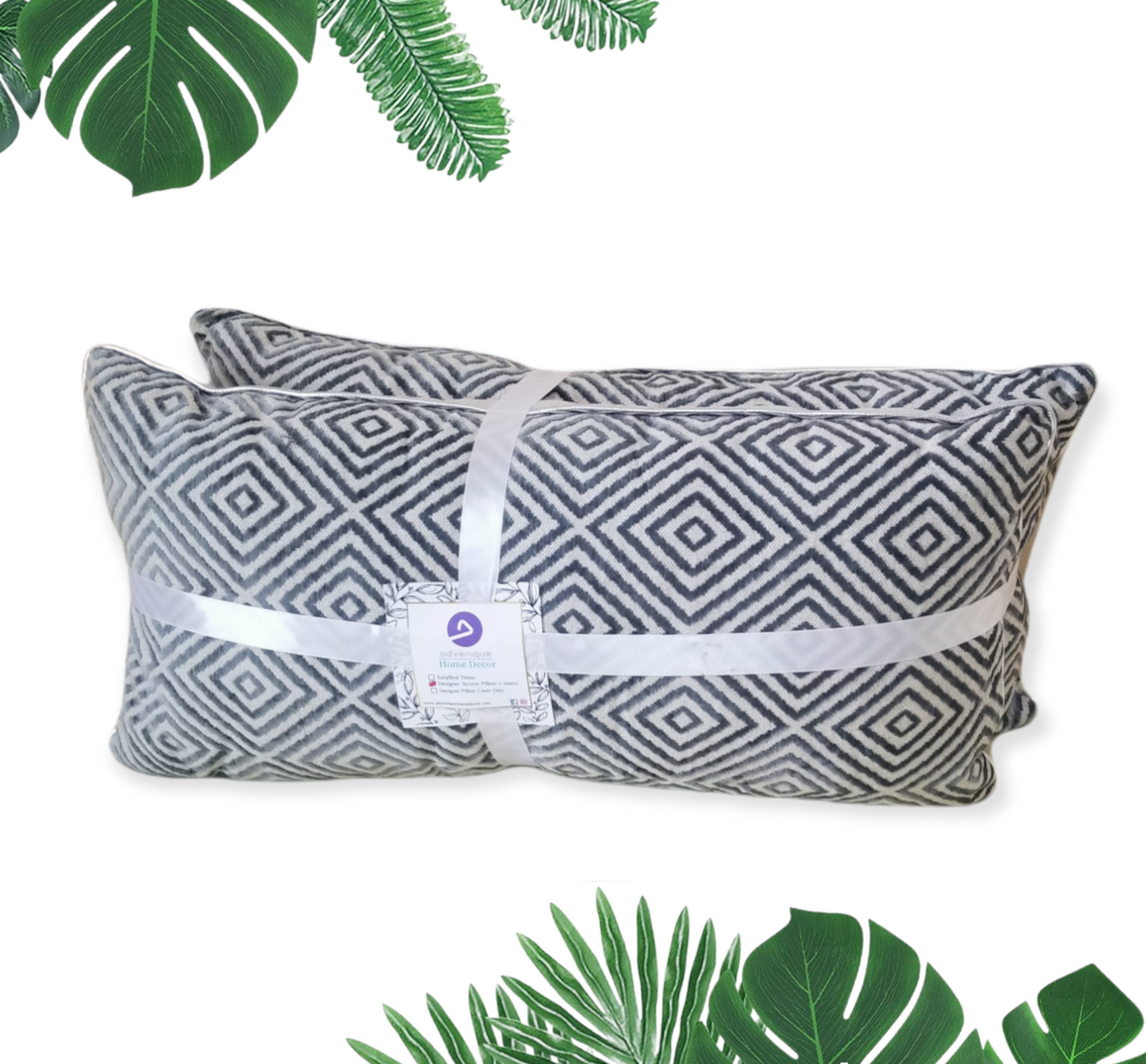 Modern Geometric microfiber pillow Black and Taupe Chenille Modern Sofa Pillow - Advenique Home Decor