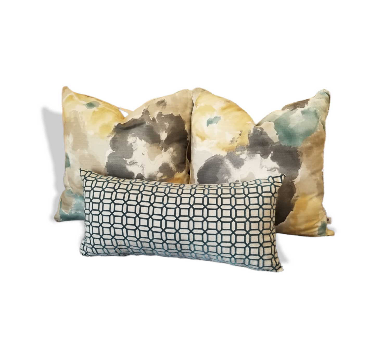 Modern Geometric microfiber pillow Teal and Taupe for your bedroom - Advenique Home Decor