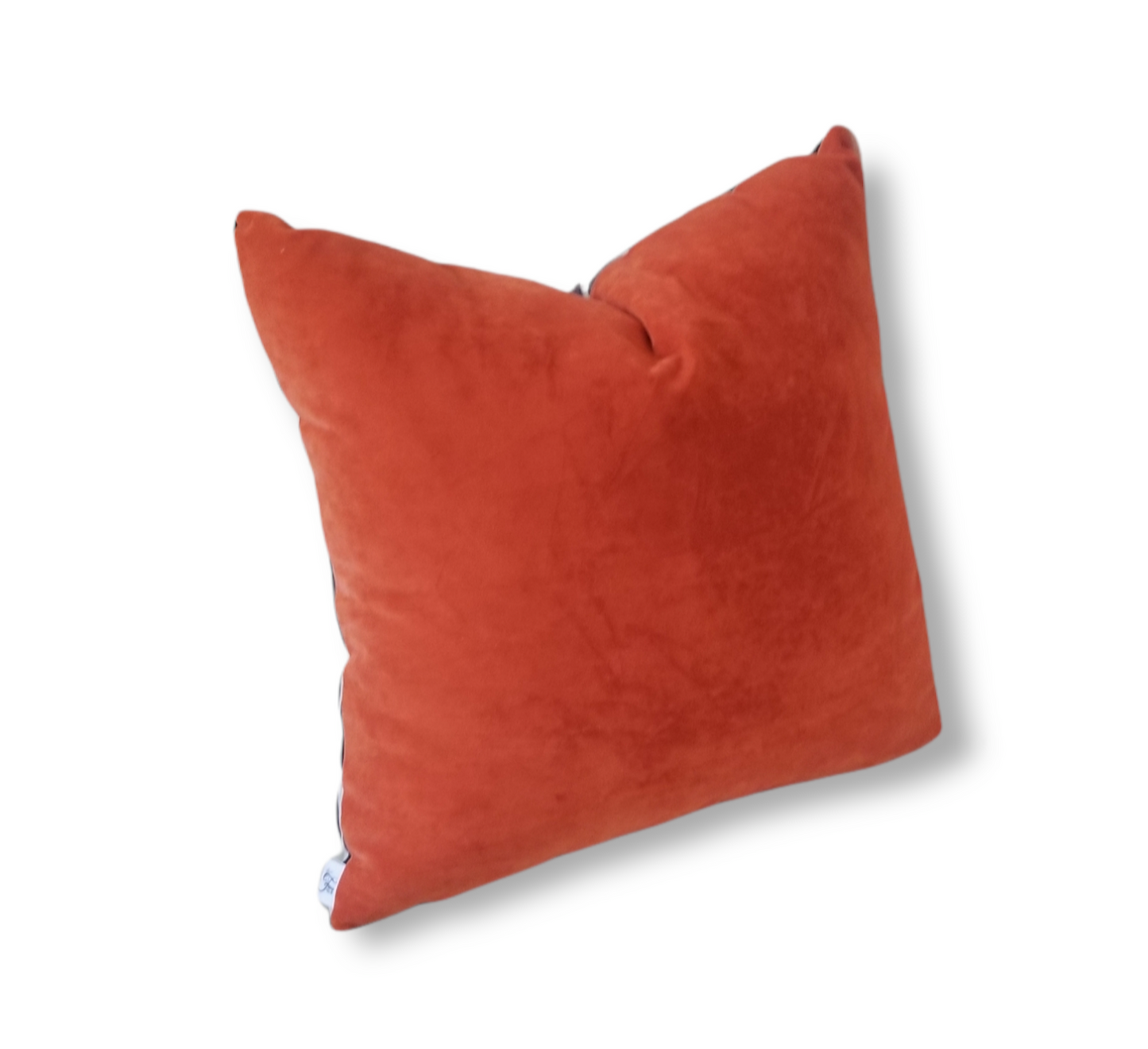 Luxury designer throw pillows 18" Square Black and Orange Chenille Geometric - Advenique Home Decor