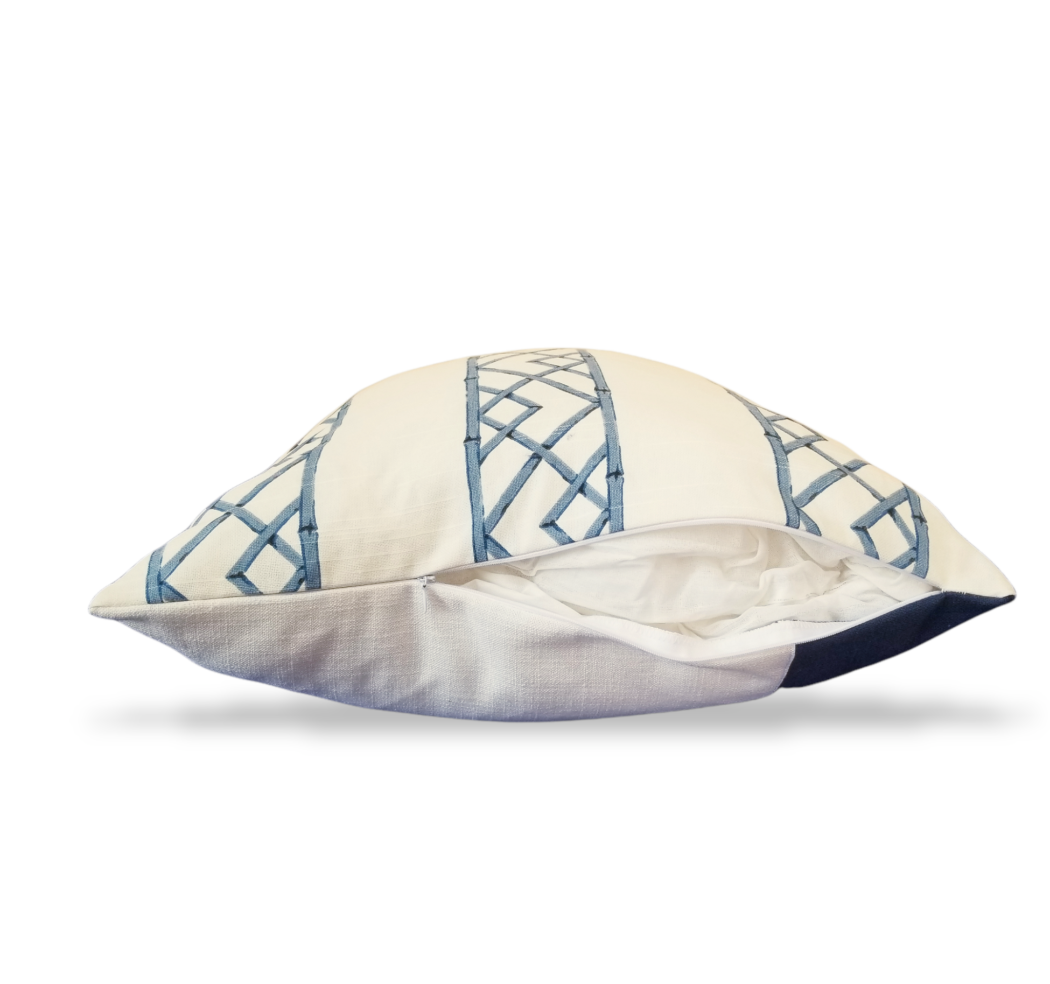 Luxury Lattice Accent Designer Decorative Throw pillow. Sarah Richardson for Kravet ultramarine trellis. - Advenique Home Decor. Shop Designer pillow for your Gray or Blue Sectional Sofa, Accent Chair or Bedroom. Need a Best Selling Pillow to Highlight that blanket or duvet. Shop our designer royal blue pillow covers and get international shipping.