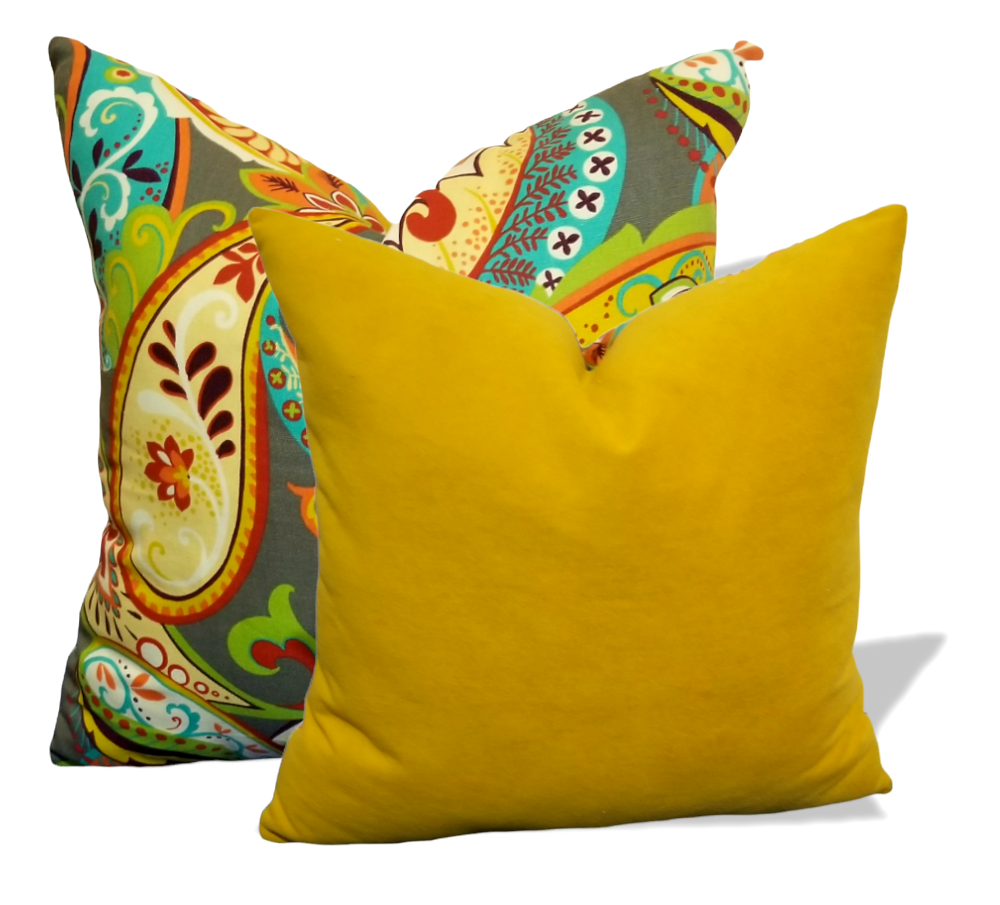 Made from the lovely Covington Whimsy fabric, this fun yet luxurious accent pillow adds that pop of color to your space and the perfect finishing touch to your home or office decor. Boasting playful colors such as teal, yellow, green, orange, grey and brown in a intricately created damask pattern. get International shipping.