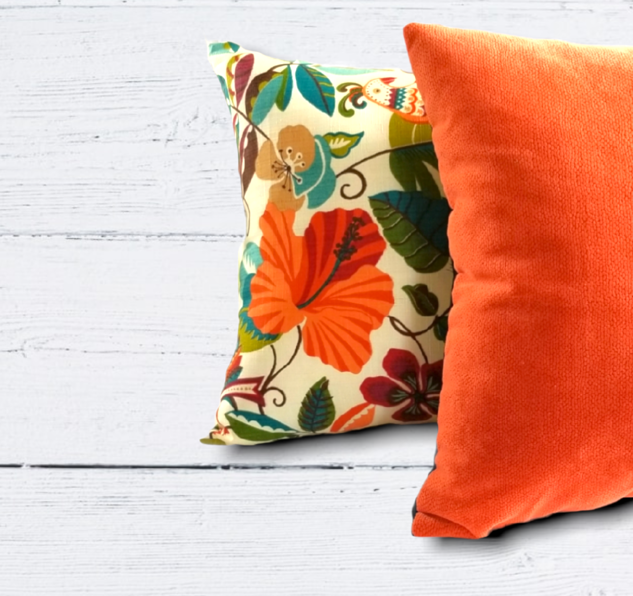 Orange Floral Designer throw Pillow Cover for your accent Chair or Sofa. The Lensing Jungle indoor/outdoor Pillow is perfect for your Patio or Porch. One of our bestseller it is Weather resistant. - Advenique Home Decor