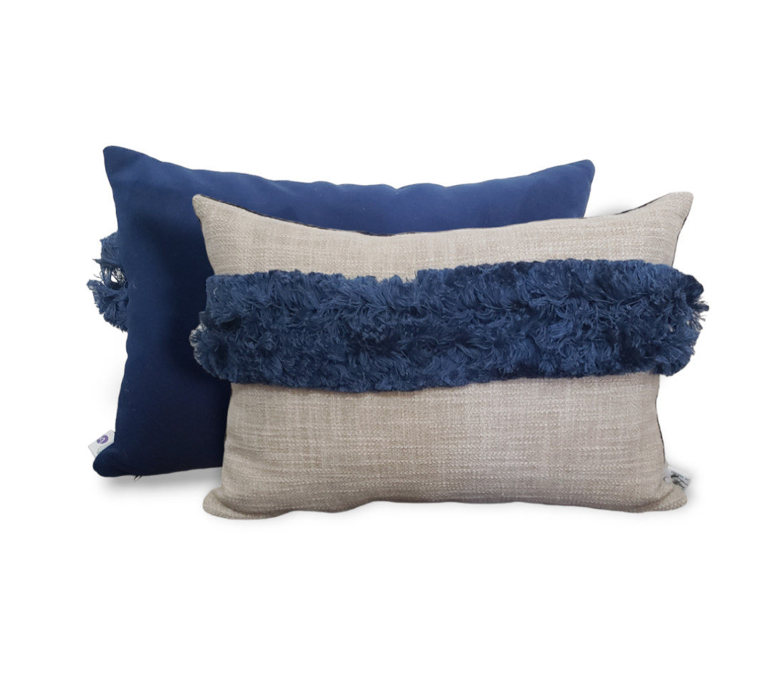A beautiful and timeless piece this luxurious Royal Blue and Beige fits perfect in that accent chair or sofa. A very versatile color blend making this cushion easy to mix and match or compliment.  Featuring a beautiful microfiber solid reverse tou can easily switch up your style for a new look.
 
Size: 14x23 
Includes:  Pillow Cover and  Free Insert 
