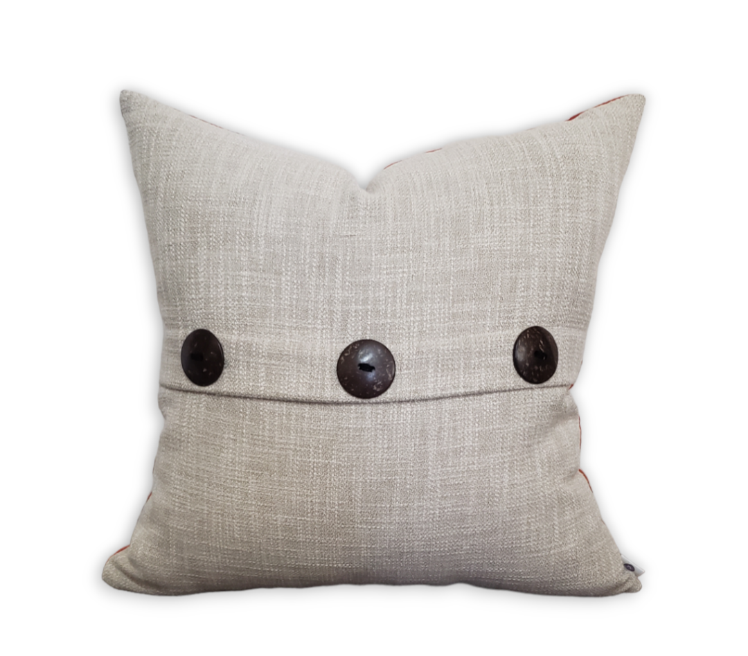 Coco Orange Luxury Decorative Throw Pillow. Orange and beige Cushion Cover.