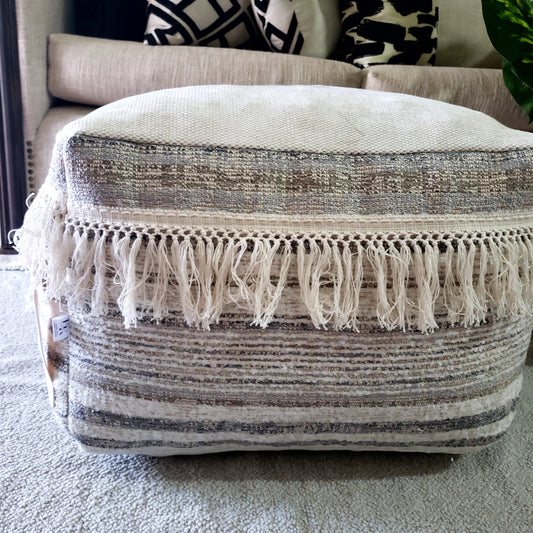 Rustic Boho Nuetral Pouf