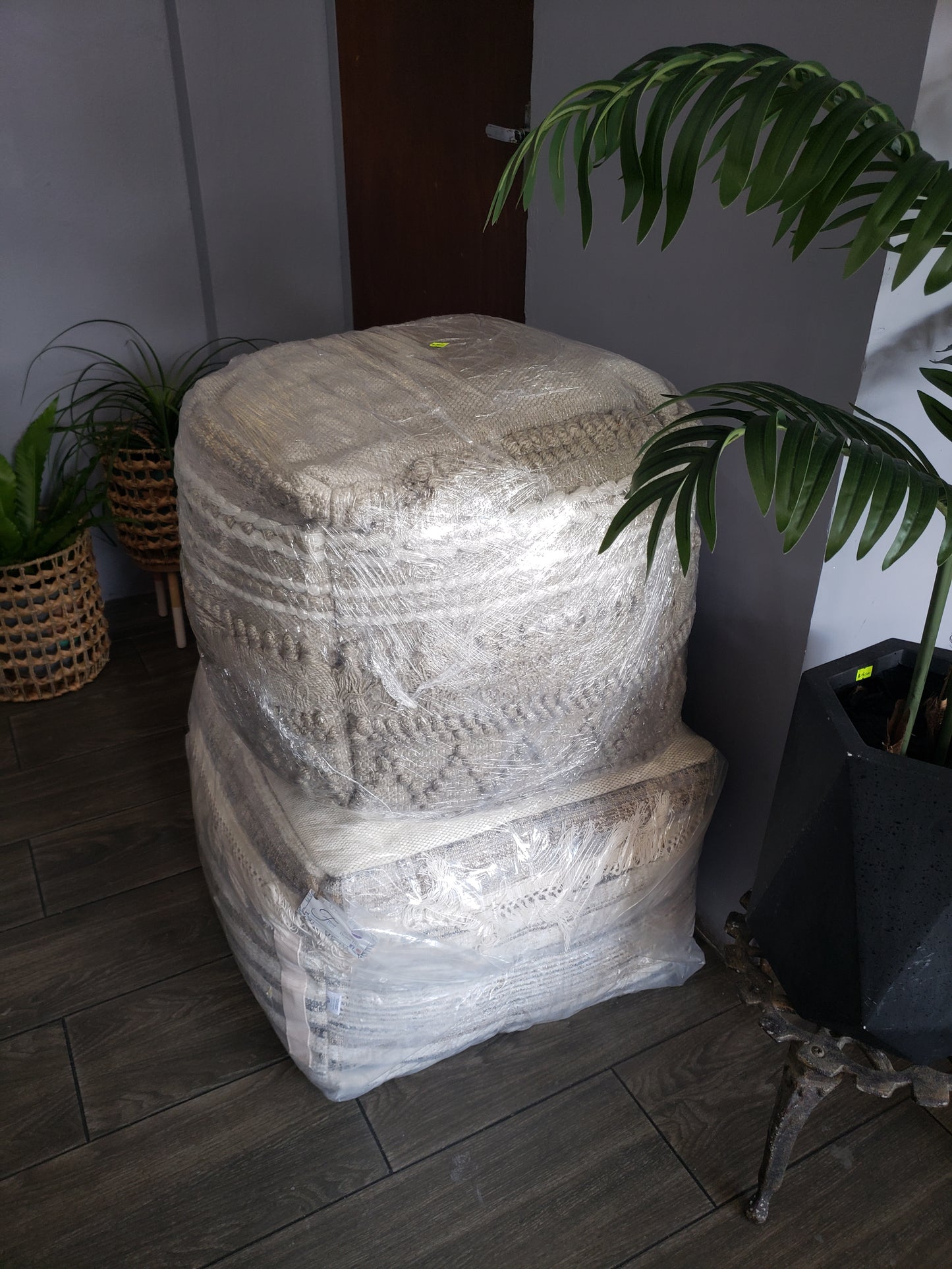 Rustic Boho Nuetral Pouf