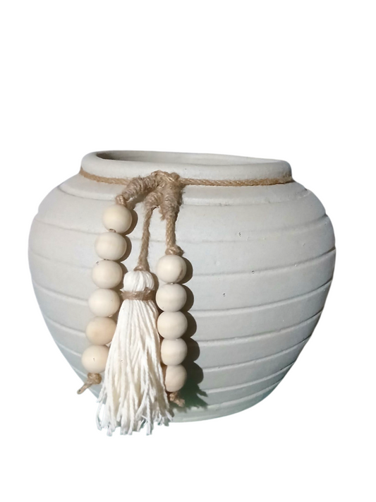 Large Boho Unique Custom Handpainted Vase with Tassels