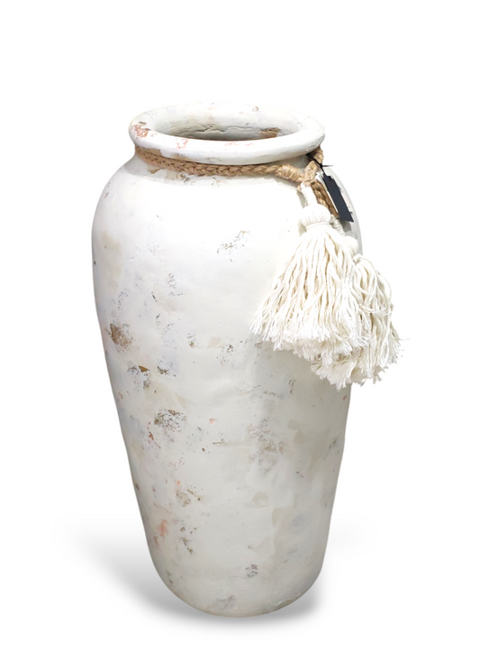 Modern Farmhouse Luxury Handpainted XL Floor Vase