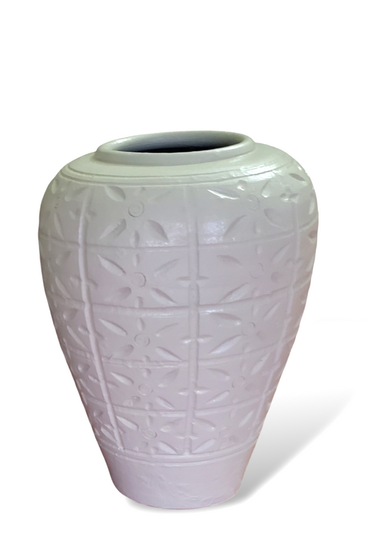 Large Rustic Modern Handpainted cloy pot vase in beige.  Jamaica. Best quality