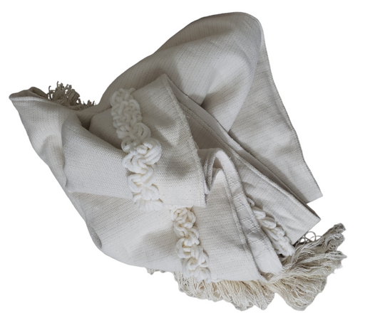 Luxury Nuetral Woven Throw Blanket with Tassels