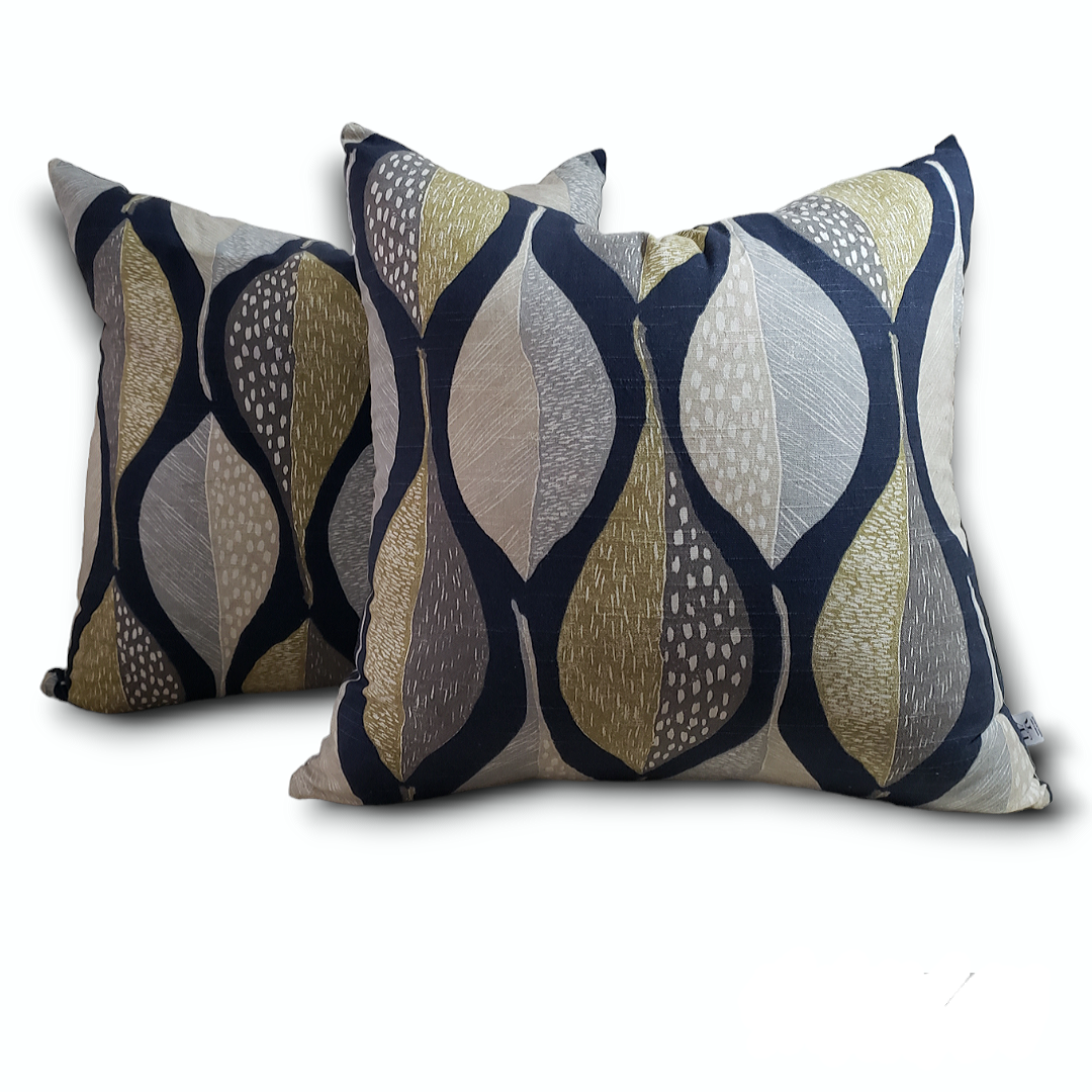 Robert Allen Indigo Leaf Unique handmade Luxury  highend Designer cushions and Decorative Throw Pillow