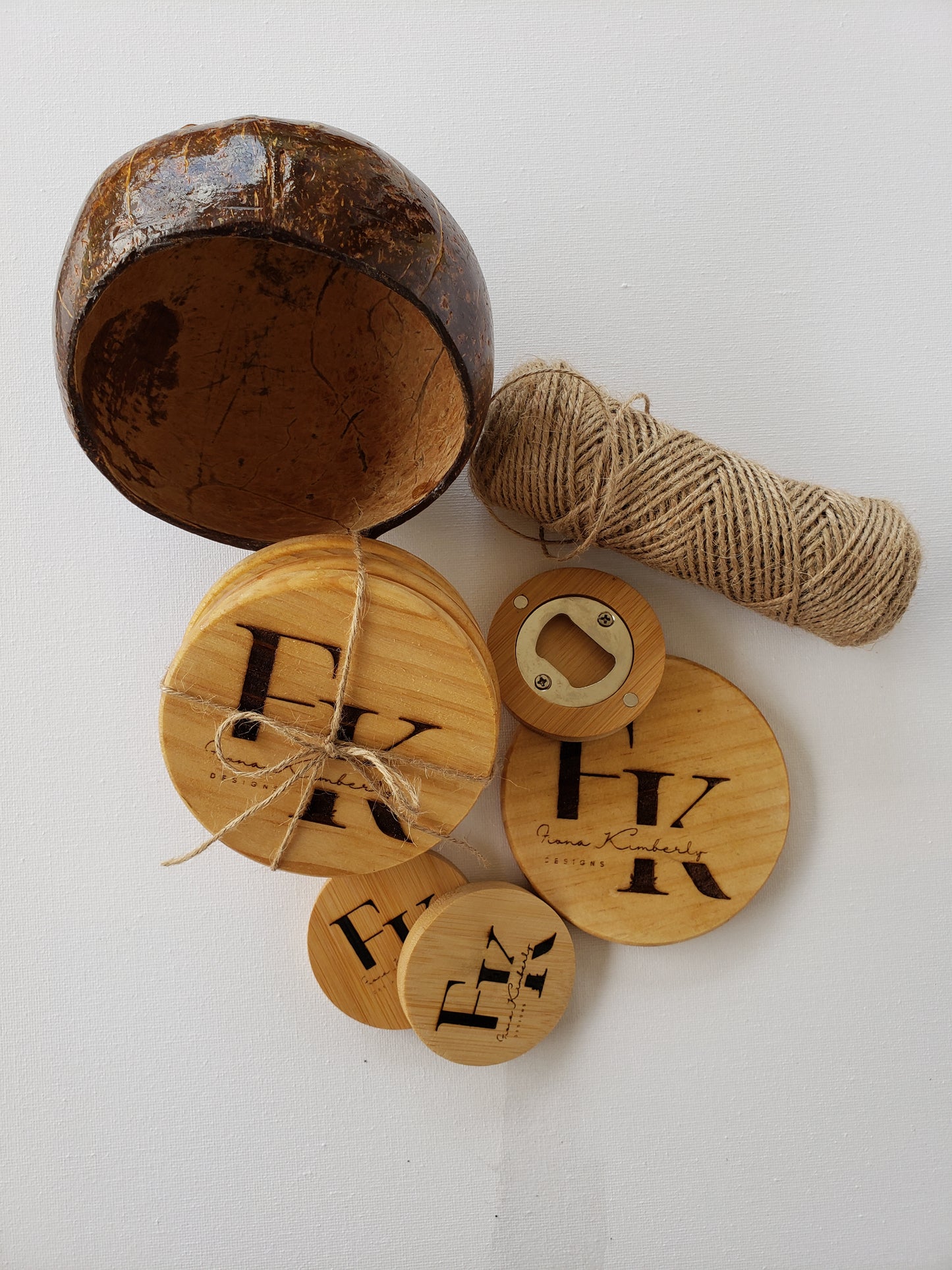 Kimberly Bamboo 4 piece coaster set