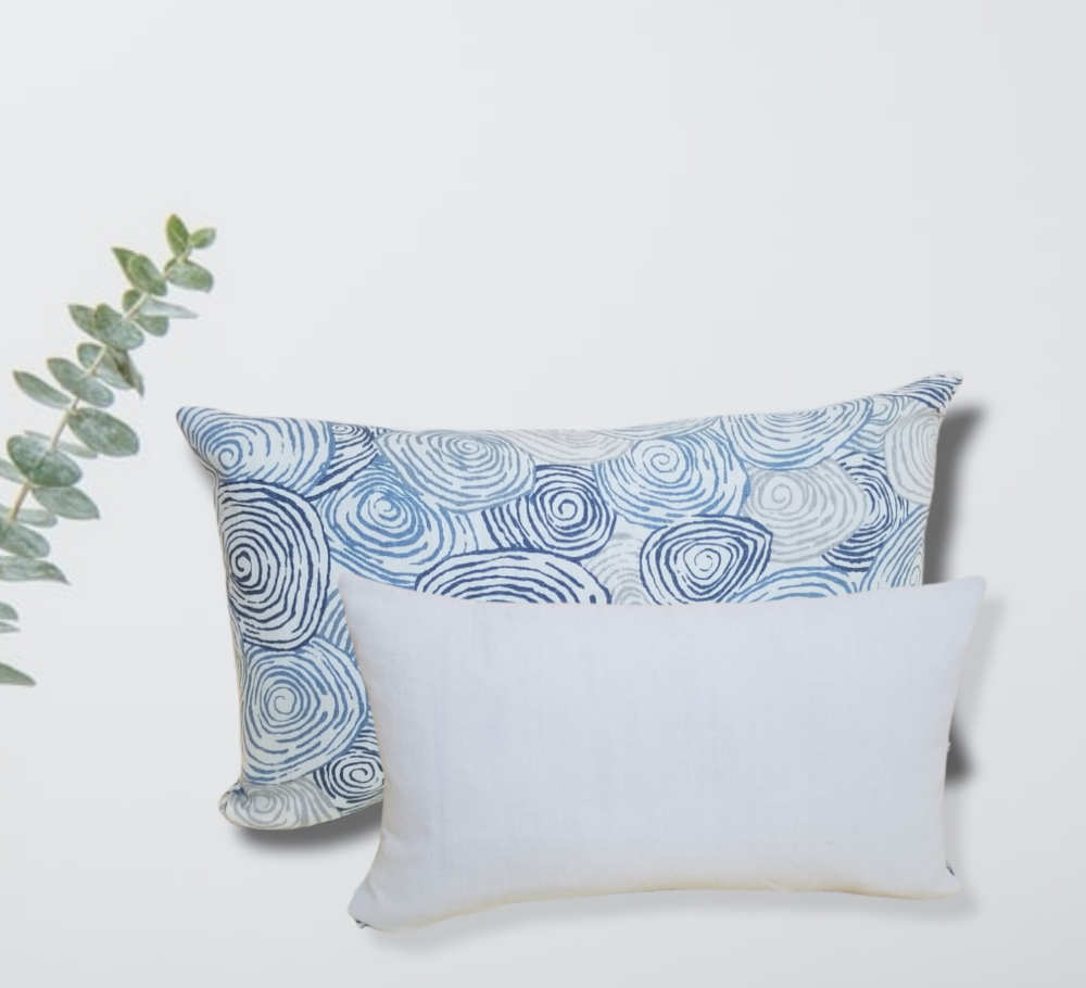 Blue and Beige Kravet Spiro River Decorative Designer Pillow - Advenique Home Decor