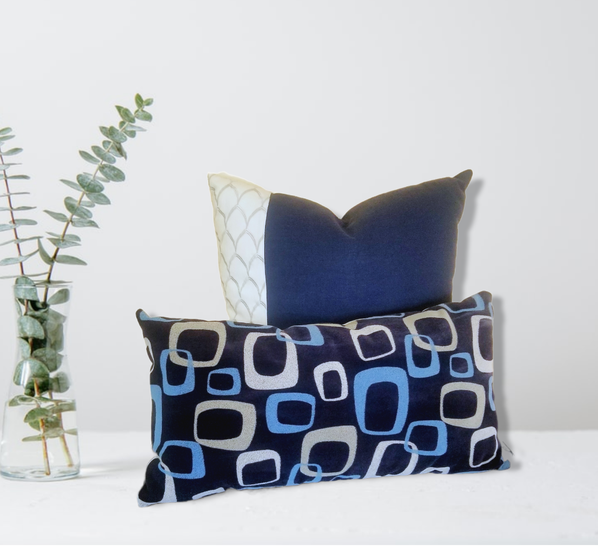 Blue Geometric Decorative Pillow Coastal Themed - Advenique Home Decor