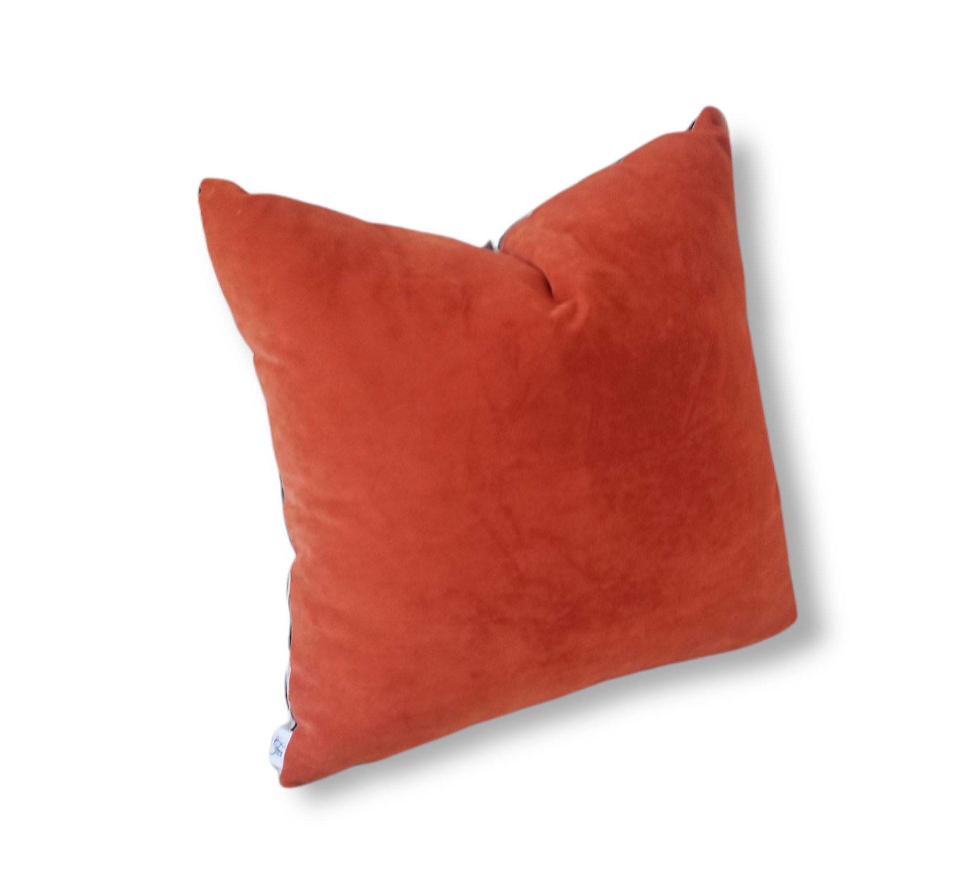 Luxury designer throw pillows 18" Square Black and Orange Chenille Geometric - Advenique Home Decor