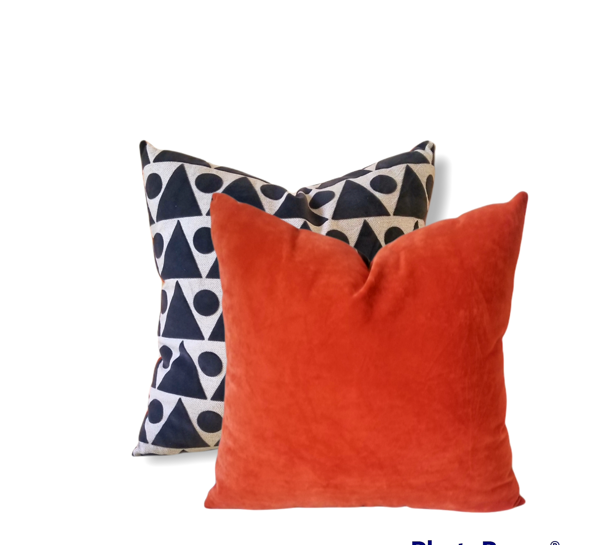 Luxury designer throw pillows 18" Square Black and Orange Chenille Geometric - Advenique Home Decor