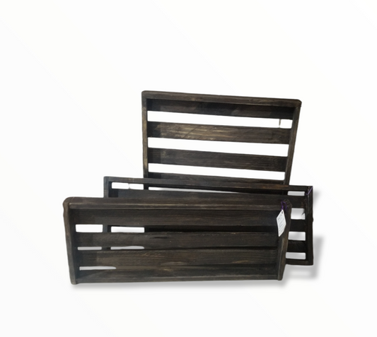 Rustic Dark Brown Wooden Trays by Fiona Hall - Advenique Home Decor