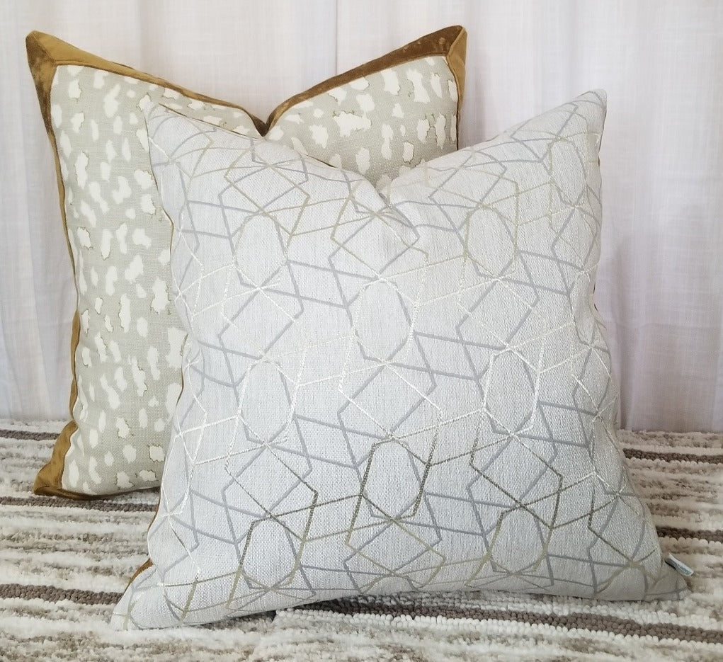 Pair of Jan Showers Lynx Dot Pillow Cover. Kravet Couture Cushion Cover