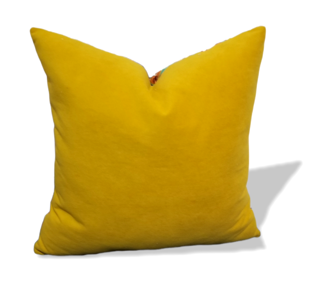 Looking for a designer pillow for your sectional sofa or bedroom? Shop with Advenique home decor. Made from the lovely Covington Whimsy fabric, this fun yet luxurious accent pillow adds that pop of color to your space and the perfect finishing touch to your home or office decor.  Boasting playful colors  such as teal, yellow, green, orange, grey and brown in a intricately created damask pattern. Get international Shipping.