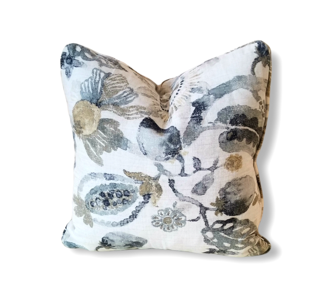Designer Pillow from Richloom Anastasia Linen Sand Dune. - Advenique Home Decor.   Shop Designer pillow for your Gray or Blue Sectional Sofa, Accent Chair or Bedroom.  Need a Best Selling Pillow to Highlight that blanket or duvet.  Shop our designer royal blue pillow covers and get international shipping.